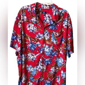HAWAIIAN Men’s shirt Red Blue Floral 3XL